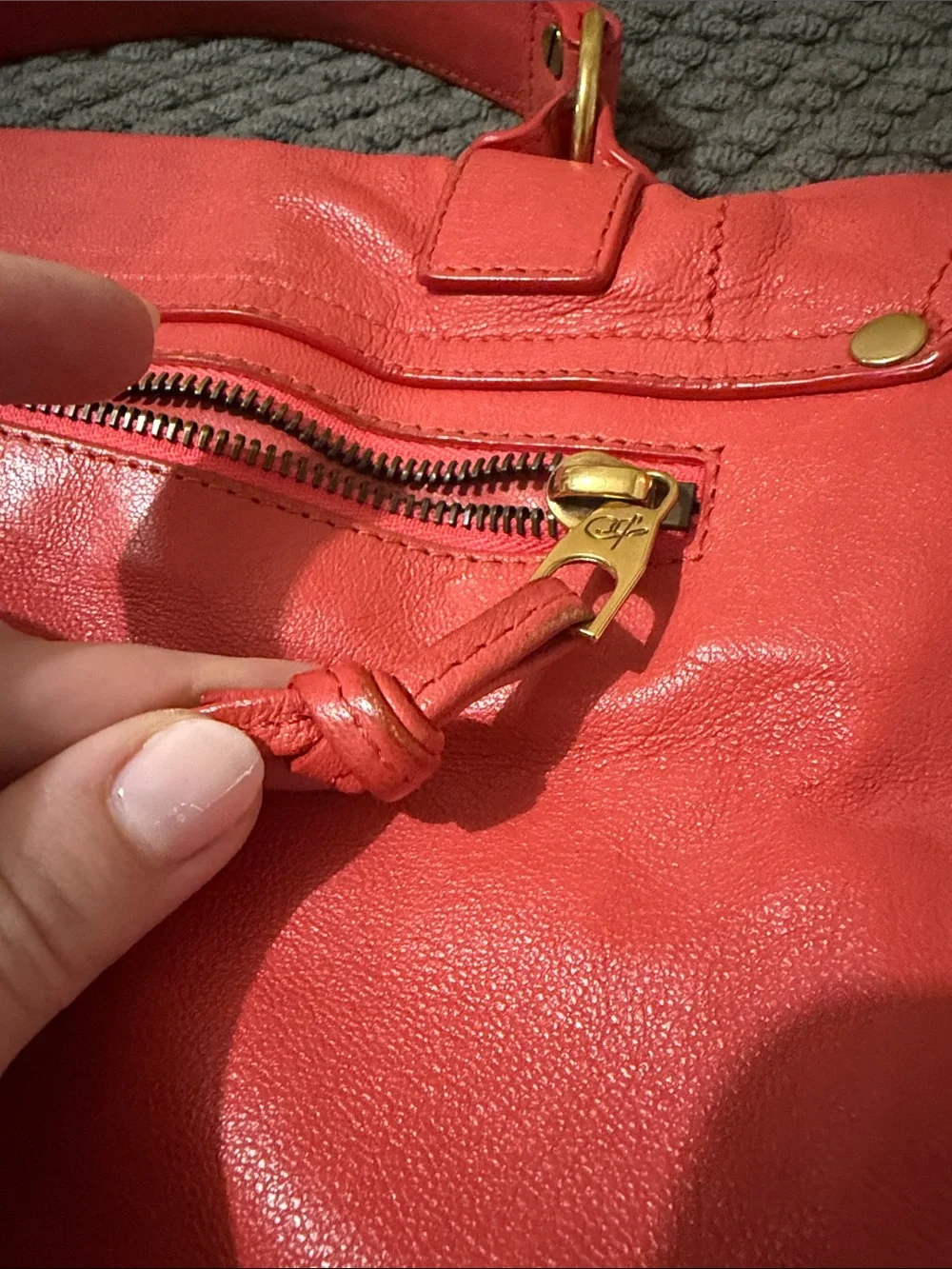 Proenza Schouler Coral Red Leather Satchel with Gold Hardware